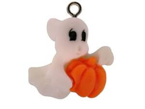 8pc Ghosts Holding Pumpkin Charms 2.4cm
