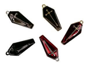 10pc Coffin Assorted Color Charms 3cm