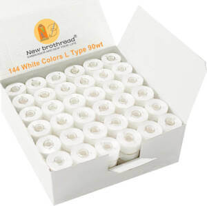 144pc Type L 90wt Cotton feel SA155 White Prewound Bobbins Poly