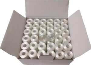 144pc Class 15 90wt SA156 White Prewound Bobbins Poly