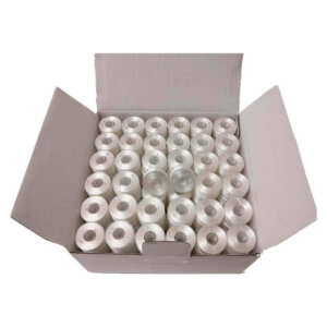 144pc Class 15 90wt SA156 White Prewound Bobbins Poly