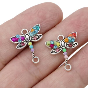 10pc Colored Dragonfly Beaded 2cm Charm