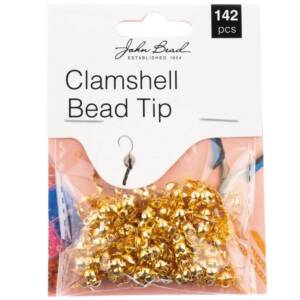 John Bead Clamshell Bead Tip 142/Pkg-Gold