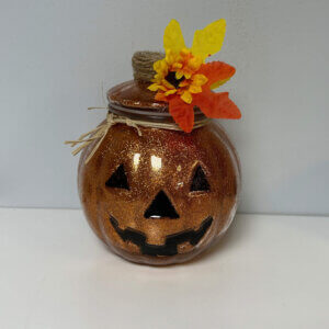 Glittered glass pumpkin jar Craft Class