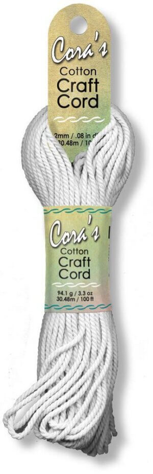Pepperell Cara's Cotton Craft Cord 2mmx100'-White
