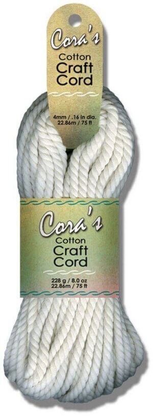 Pepperell Cara's Cotton Craft Cord 4mmx75ft-White