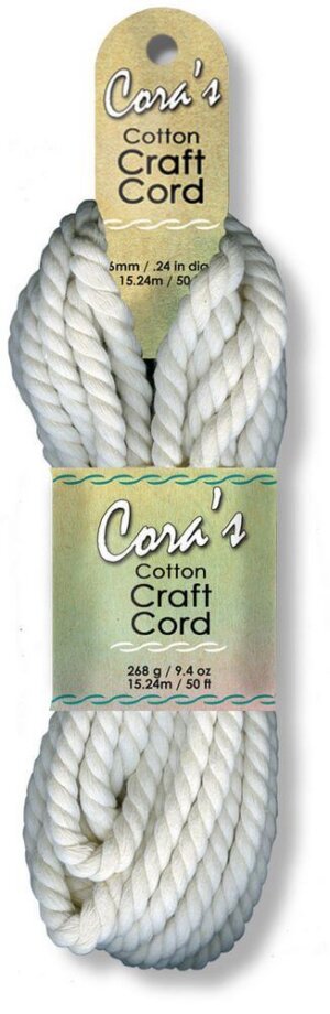 Natural Dyeable Fiber- Pepperell Cara's Cotton Craft Cord 6mmx50'