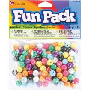 CousinDIY Fun Pack Acrylic Round Beads 1.1oz-Assorted W/Rhinestones