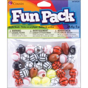 CousinDIY Fun Pack Acrylic Sports Beads 1oz-Assorted Balls