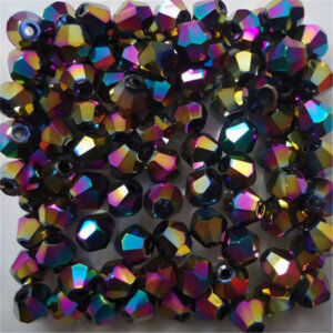 200pc Rainbow Metallic 4mm Bicone Crystal Beads