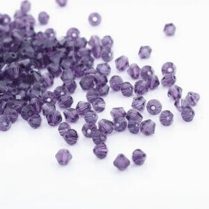 200pc Purple 4mm Bicone Crystal Beads
