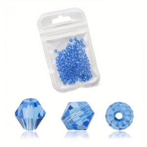 200pc Light Blue 4mm Bicone Crystal Beads