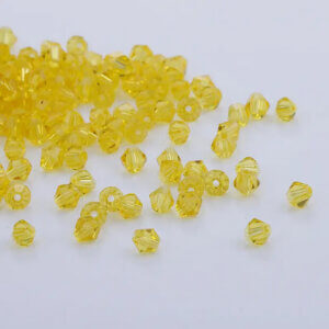 200pc Yellow 4mm Bicone Crystal Beads