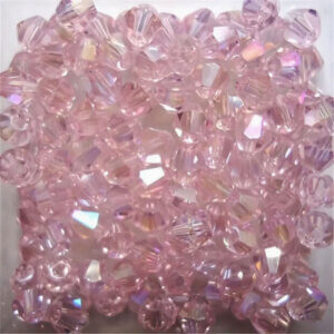 200pc Pink 4mm Bicone Crystal Beads
