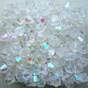 200pc AB White 4mm Bicone Crystal Beads