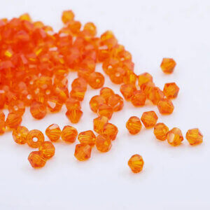 200pc Orange 4mm Bicone Crystal Beads