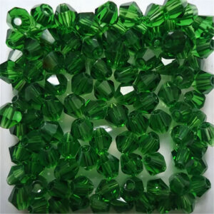 200pc Dark Green 4mm Bicone Crystal Beads