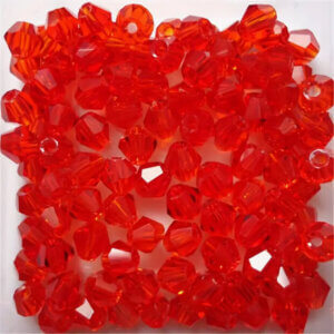 200pc Red 4mm Bicone Crystal Beads