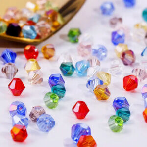 500pc Mixed Color 4mm Bicone Crystal Beads