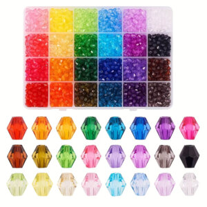 1200pc 24 Color 6mm Bicone Crystal Beads