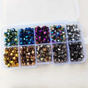 850pc 10 Metallic Colors 4mm Bicone Crystal Beads