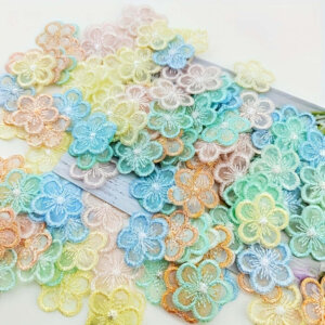 25pc Assorted Mesh Flowers Embroidered 2.5cm