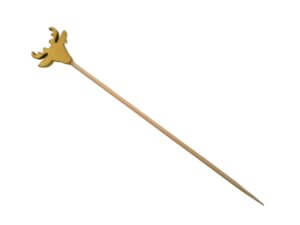 10pc Gold reindeer wood picks 5in toothpicks