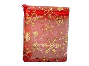 50pc 3.5x4.7 Red with snowflakes Organza Bags