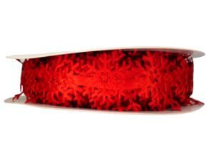 30ft Red Snowflake Ribbon 0.86in