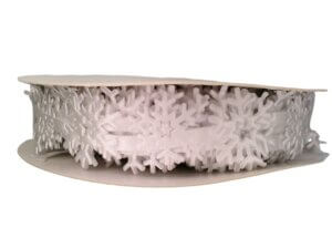 30ft White Snowflake Ribbon 0.86in