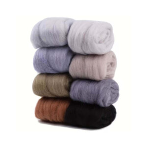 Grey Pack - 8 Colors .35oz Needle Felting Wools 2.82oz