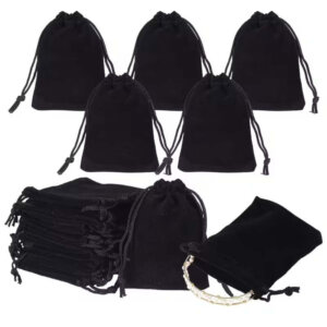 25pc Black Velvet Bag Pouches 2.7x3.5in