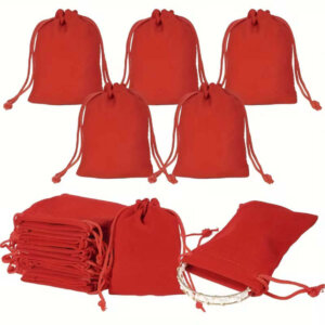 25pc Red Velvet Bag Pouches 2.7x3.5in