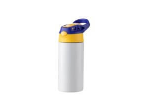 12oz Blue/Yellow Kids Water/Juice Bottle Tumbler with Flip Top Sublimation Blank