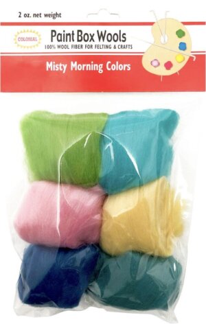 Colonial Paint Box Wools .33oz 6/Pkg-Misty Morning -Pk/Blu/Grn/Seafm/Yel/Lav