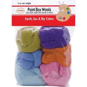 Colonial Paint Box Wools .33oz 6/Pkg-Earth, Sea & Sky -Orn/Olv/Pur/Pk/Bl/Seaf