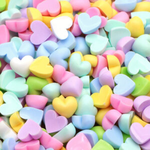 50pc Pastel Heart Flat Back Resin Pieces 13mm 50pc Pastel Heart Flat Back Resin Pieces 13mm