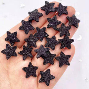 50pc Black Glitter Star Resin Pieces 14mm