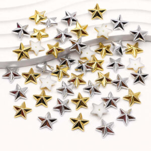 50pc Gold/Silver Star Plastic Pieces 12mm