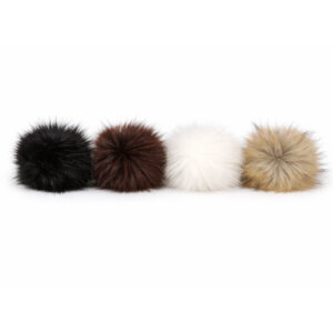 4pc 10cm Mix Brown Black White Faux Fur Pom Poms Elastic Band