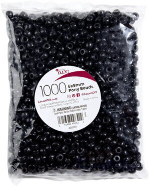 CousinDIY Pony Beads 6mmx9mm 1,000/Pkg-Opaque Black