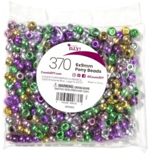 CousinDIY Pony Beads 6mmx9mm 370/Pkg-Metallic Multicolor