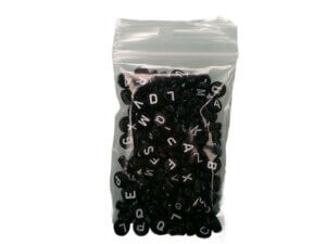 100pc Black Round Letter Beads 7mm