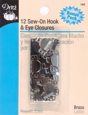 Dritz Sew-On Hook & Eye Closures 12/Pkg-Black & Nickel