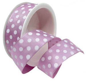 Morex Ribbon Polka Dots (Wired) 1"X4yd-Pink W/White Dots