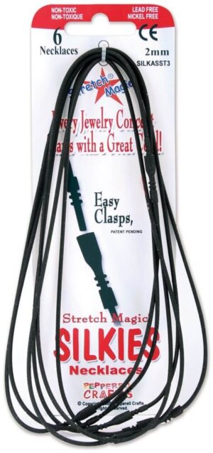 Stretch Magic Silkies Necklaces 2mm 6/Pkg-Black Stretch Magic Silkies Necklaces 2mm 6/Pkg-Black