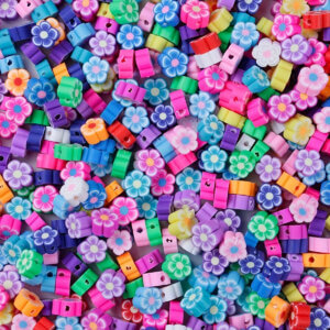 50pc Plum Blossom Clay Beads 10mm Shapes Polymer