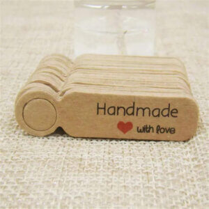 100pc Brown Handmade With Love Tags Oval 0.5x2"