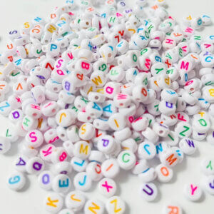 1400pc White Colored Letters 7mm Alphabet Acrylic Beads Set