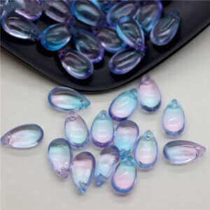 20pc Blue-Purple Glass Teardrop Pendant 8x15mm